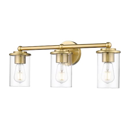 Z-Lite Thayer Vanity, 3-Light, 22.5 In.W x 5.75 In.L x 8.75 In.H, Luxe Gold/Clear 742-3V-LG